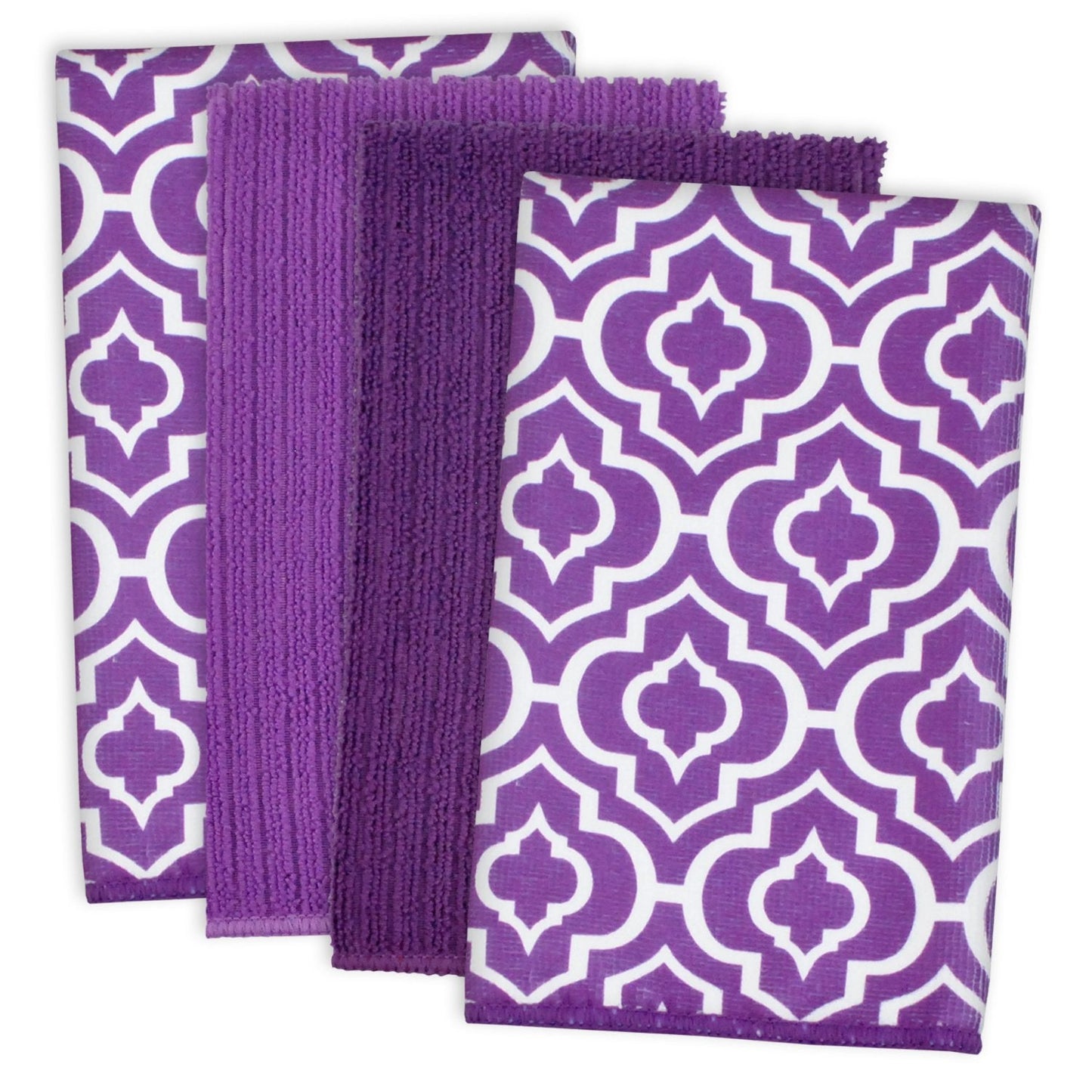 DII Cleaning Collection Multi-Purpose Microfiber, Gray Stripes, Dishtowel Set