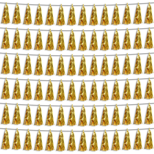 6P Gold Party Decoration Tassel Garland for Parade Floats, Bachelorette, Wedding, Birthday, Halloween, Christmas, Bridal/Baby Shower Party Decorations