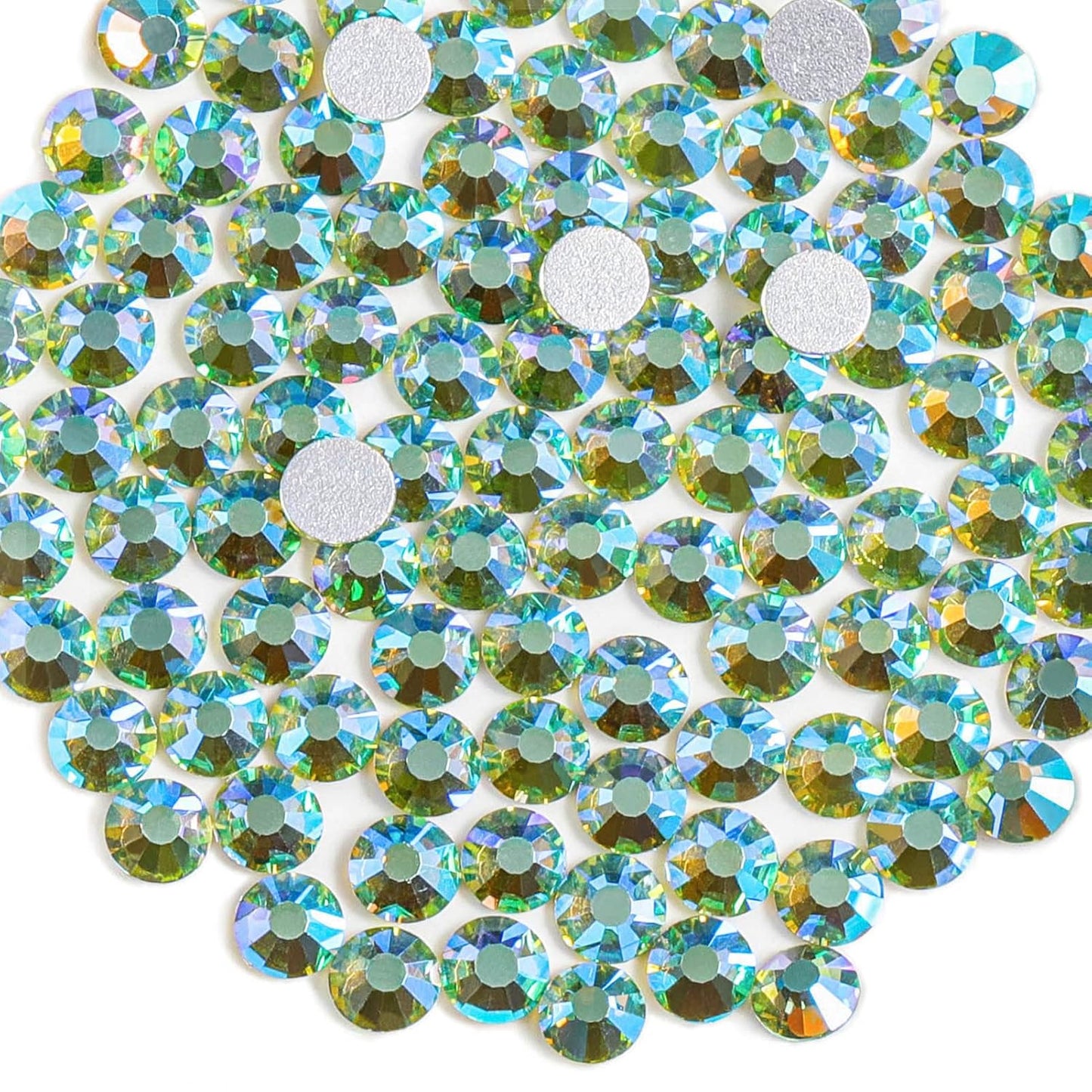 Beadsland 1440 Pieces Flat Back Crystal Rhinestones Round Gems,Peridot AB,SS8,2.3-2.5mm