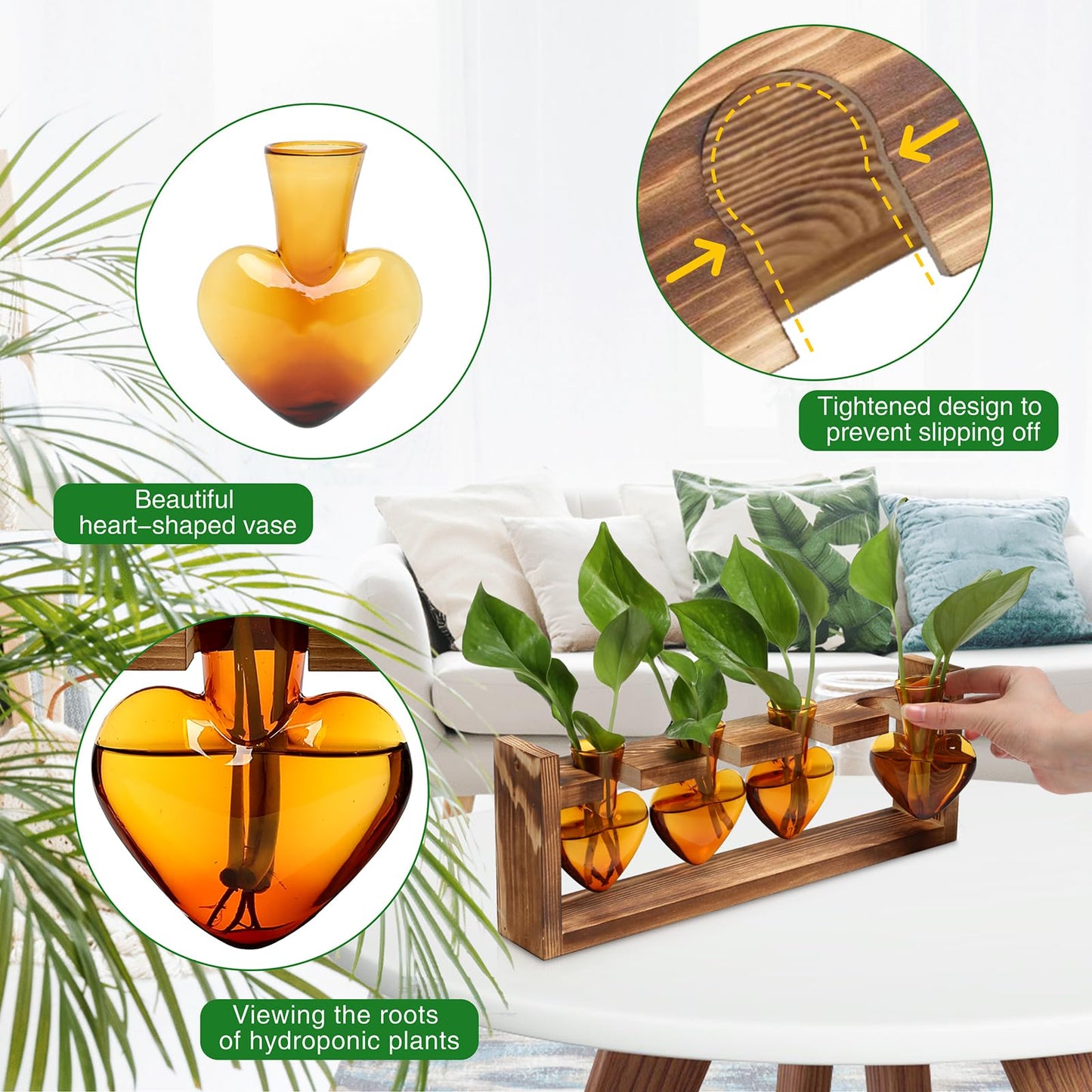 CYZglass Plant Propagation Stations Heart Plant Terrarium Kit Gift for Women Plant Lover Glass Vases