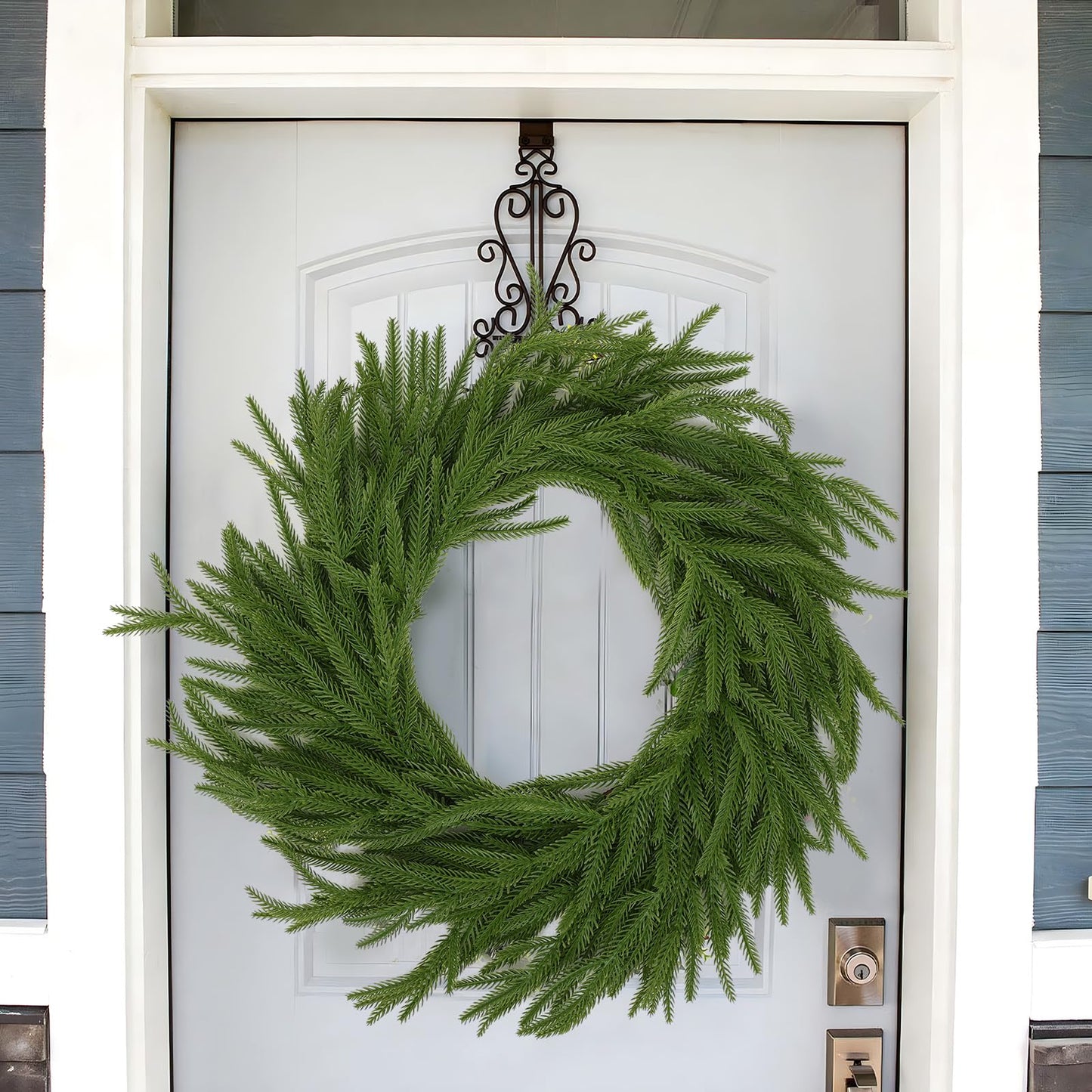 Hananona 2 Pcs 6 Ft Artificial Norfolk Pine Garlands, Real Touch Winter Pine Garland, Green Artificial Greenery Garland for Table, Mantle, Wall, Indoor, Outdoor Christmas Decorations (2, 6 FT)