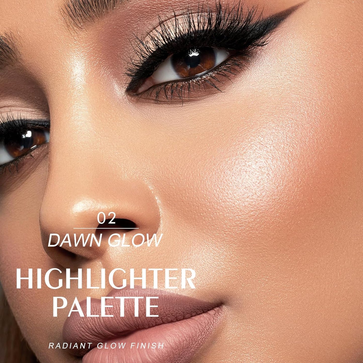 KYDA Face Highlighter Palette, High Glossy Face Illuminator Palette, Natural Glow Finish, Pearl Shimmer Smooth Baked Powder, Lasting Sparkling Highlighter Makeup-DAWN GLOW