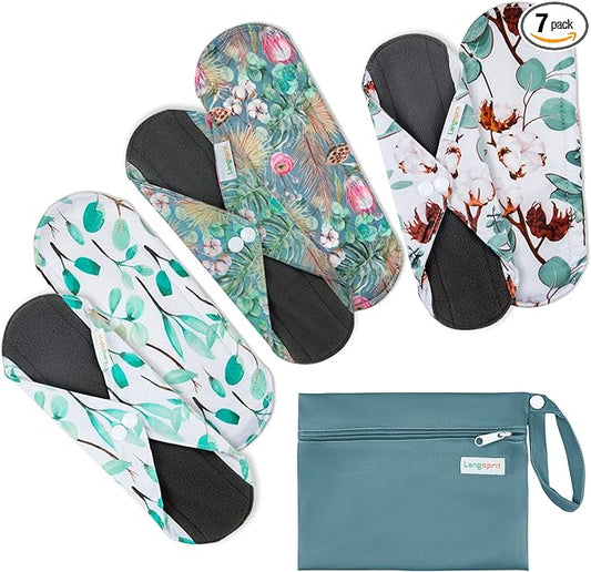 7pcs Set 1 pc Mini Wet Bag +6pcs Absorbent Reusable Sanitary Pads/Washable Cloth Menstrual Pads(Summer,M)…