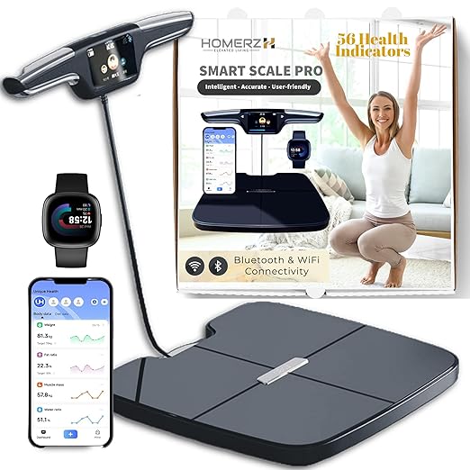 Smart Scale Pro - 8 Electrodes Weight Scale, 56 Body Metrics, FSA/HSA Eligible, Dual Frequency Digital BMI & Body Fat Analyzer, WiFi/Bluetooth Smart Scale with App – Large Display