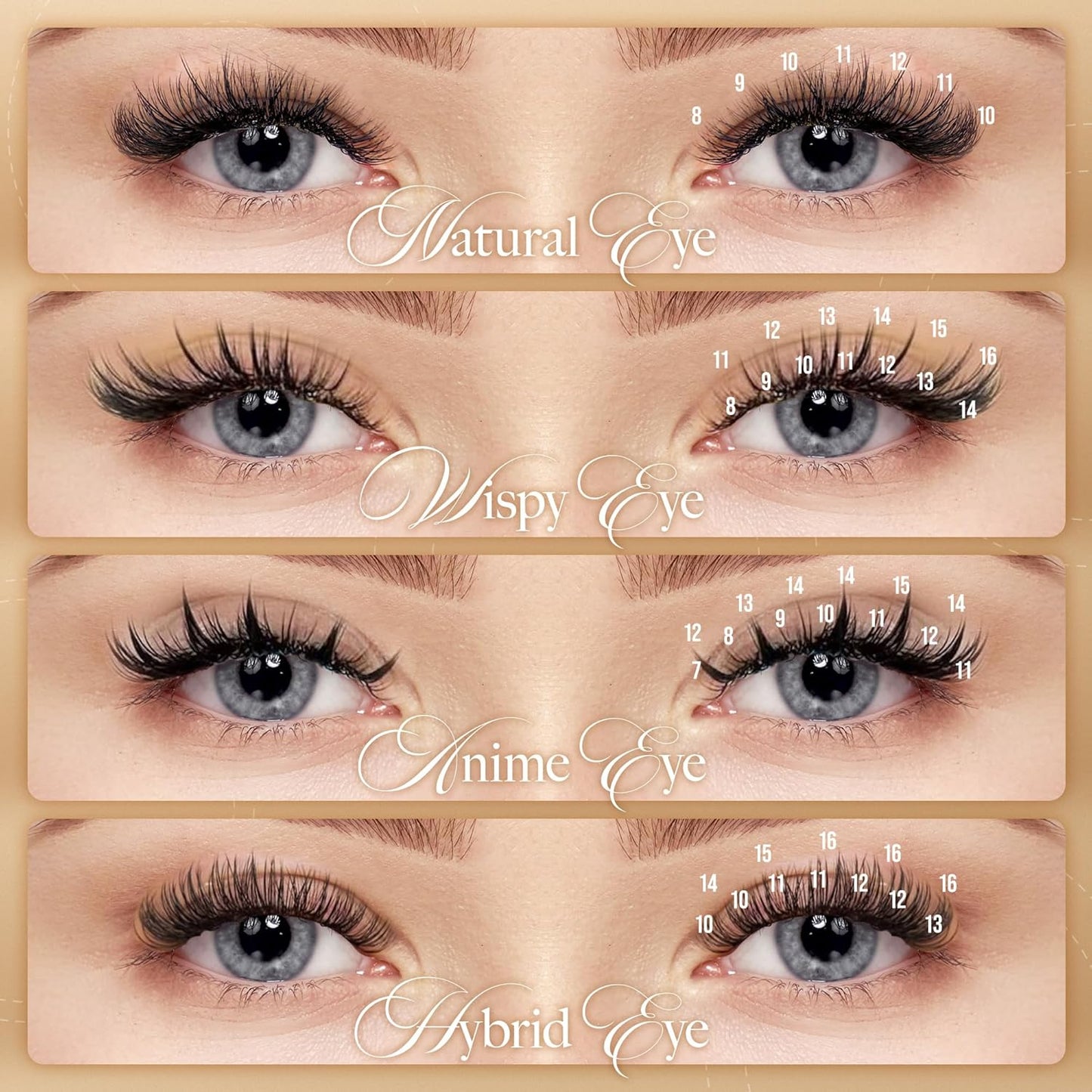 LASHVIEW Faux Eyelash Extensions Volume Fan for Professional Salon UseThickness 0.05mm Soft C Curl Length 8-15mm mixed Semi-Permanent Individual Silk Lashes