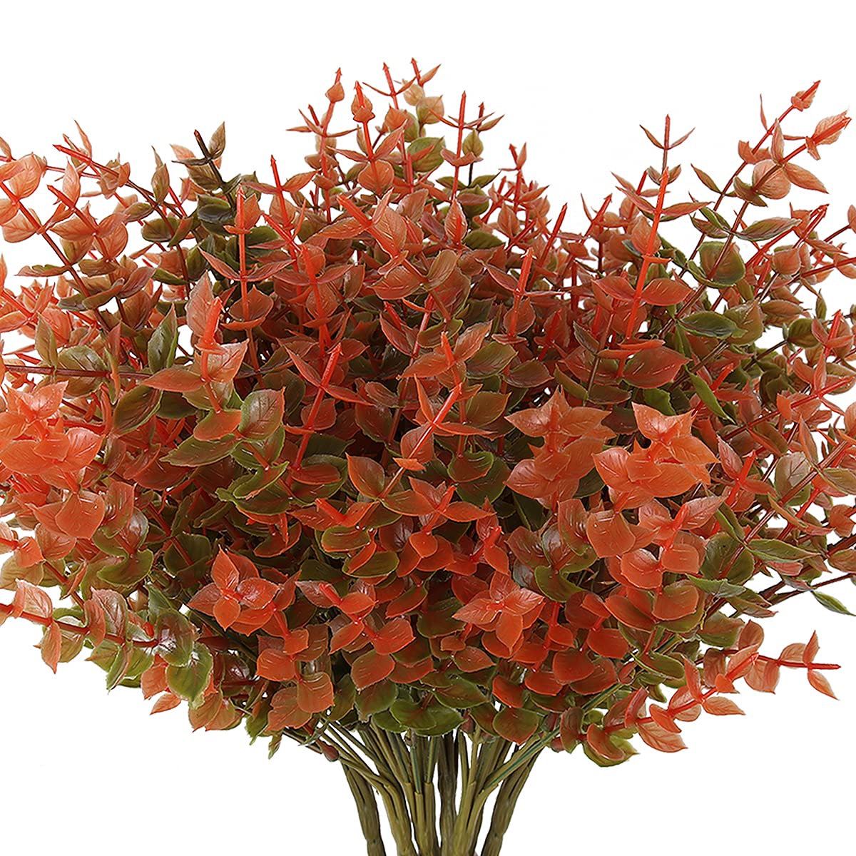 RECUTMS 8 Bundles Artificial Fall Flowers No Fade Faux Autumn Plants, Fake Indoor Outdoor Greenery Decorations for Thanksgiving Christmas Wedding Party Home Garden Fireplace Décor(Fall Eucalyptus)