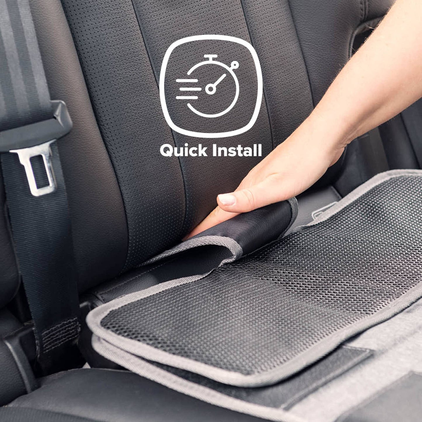 Diono Super Mat Car Seat Protector For Infant Car Seat, Booster Seat and Pets, Crash Tested, Thick Padding, Non Slip Backing, Durable, Water Resistant Protection, 3 Handy Mesh Storage Pockets, Gray