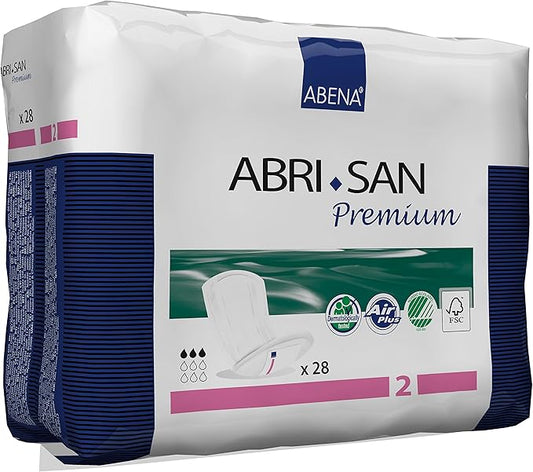 Abena Abri-San Premium Incontinence Pads, Light Absorbency, (Sizes 1 To 3A) Size 2, 28 Count