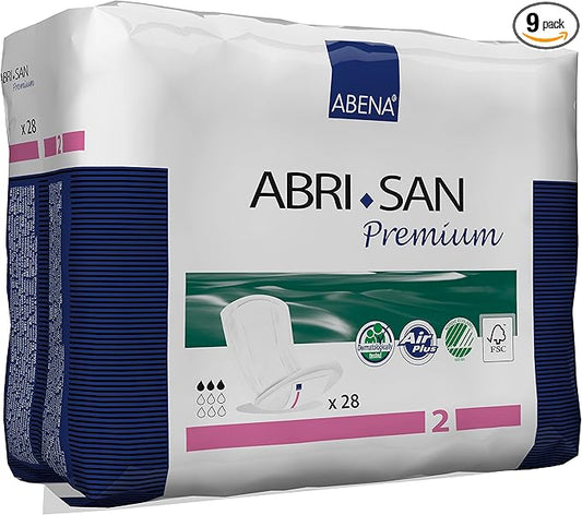 Abena Abri-San Premium Incontinence Pads, Light Absorbency, (Sizes 1 To 3A) Size 2, 252 Count