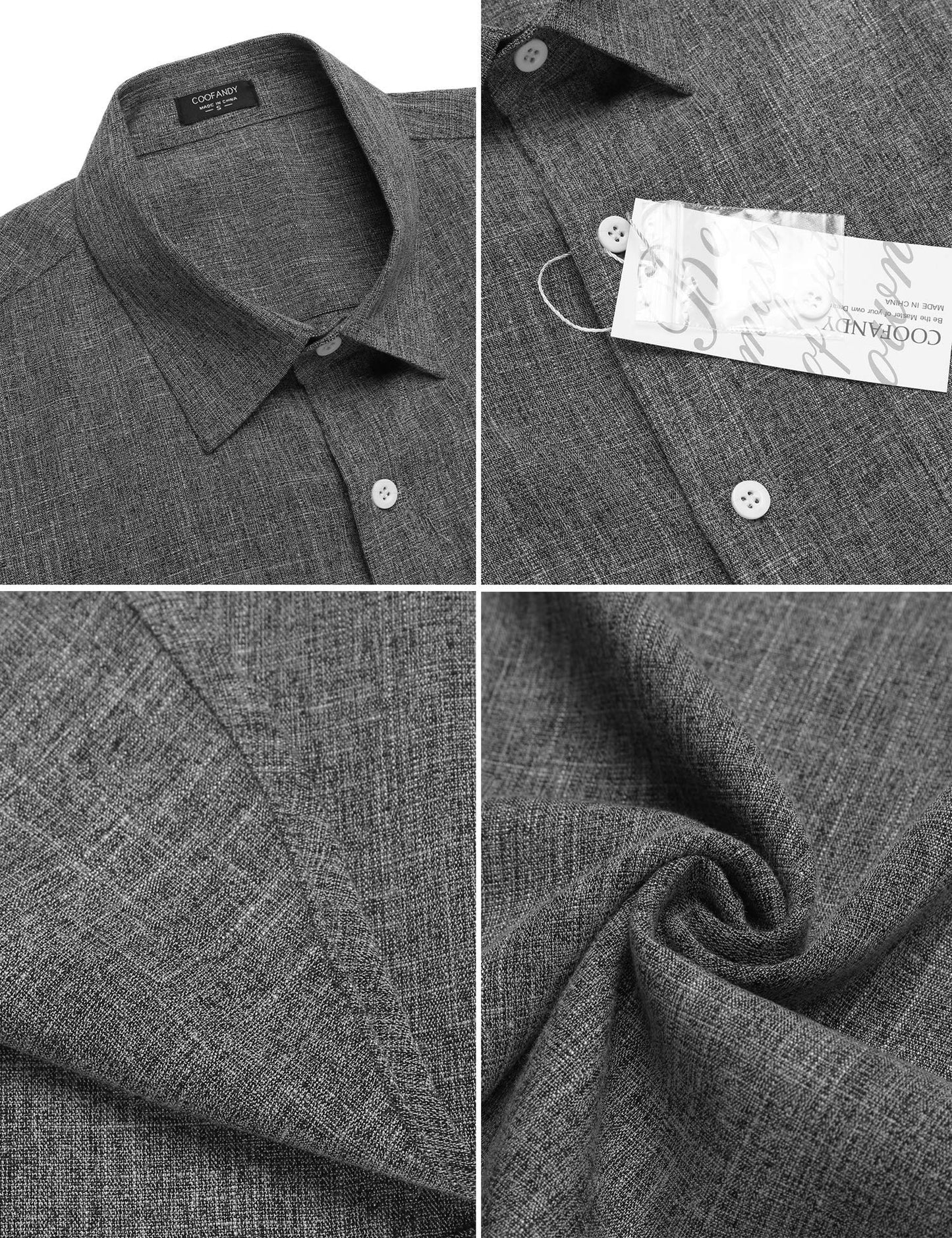 COOFANDY Men's Casual Button Down Shirt Chambray Plain Short Sleeve Dress Shirt