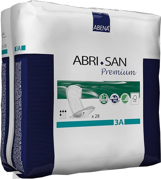 Abena San Premium Incontinence Pads, Light Absorbency, (Sizes 1 To 3A), Size 3A, 28 Count (Packaging May Vary)