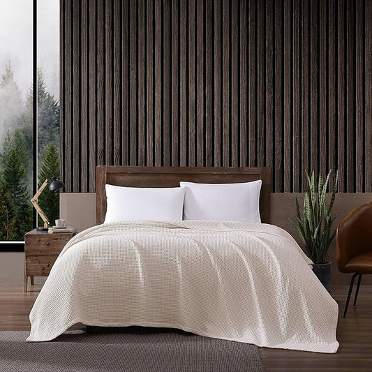 Eddie Bauer Blanket Soft Waffle Weave Bedding, Medium Weight Bedroom Decor, Softens Every Wash, Queen, White