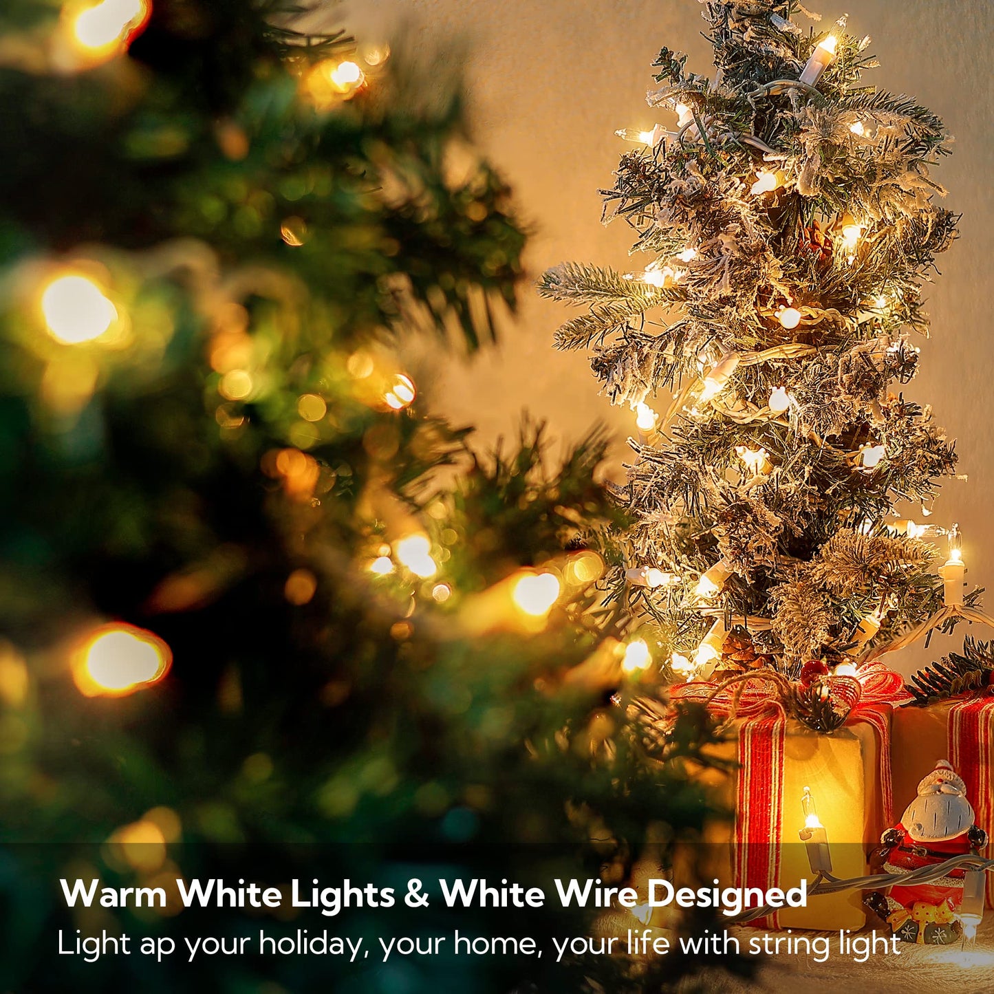 mimigogo Clear Christmas Lights Set with White Wire,50Count 13Feet Incandescent Bulb Mini String Lights for Indoor Christmas Tree Garland Birthday Wedding Party Festival Decoration, Warm White