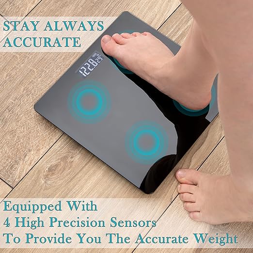 Moss & Stone Digital Body Weight Bathroom Scale Smart Scale Step-on Technology with Easy Read LCD, Up to 400 Pounds Perfect Digital Home Scale,10 Inch Black Highly Accurate Scale for Body Weight