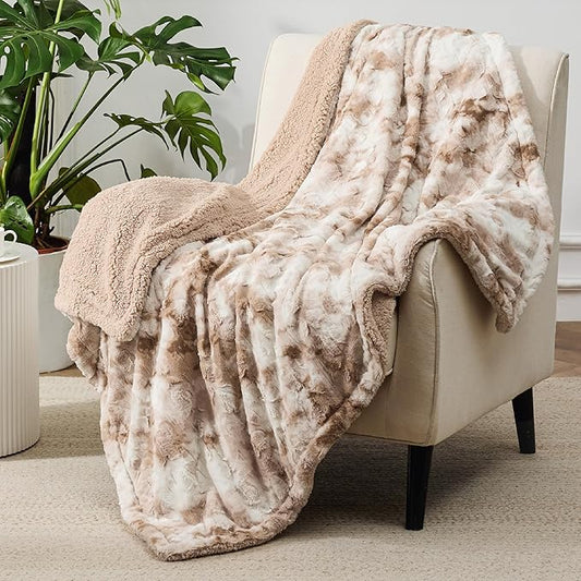 Bedsure Sherpa Blanket Twin Size - Soft, Fuzzy & Fluffy Faux Fur - Warm, Cozy Blanket for Couch, Sofa and Bed, Beige, 60x80 Inches