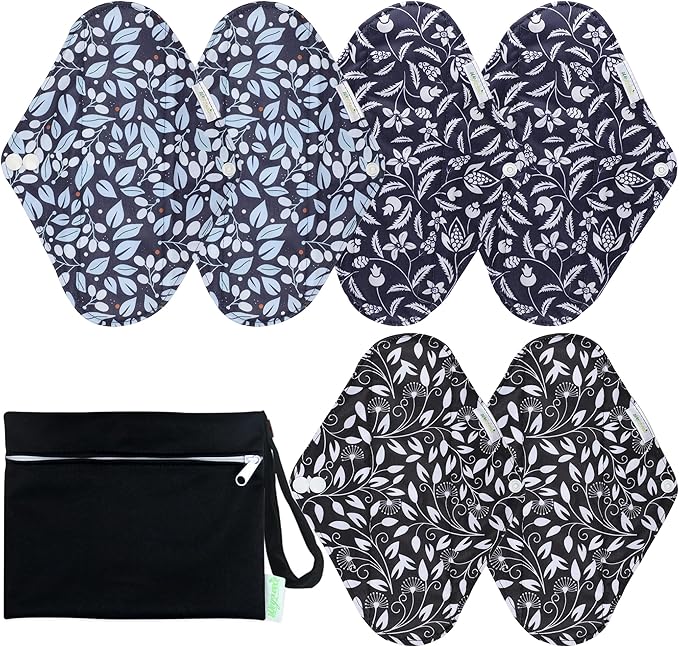wegreeco Reusable Sanitary Pads - Cloth Sanitary Pads | Light Incontinence Pads | Reusable Menstrual Pads - 1 Cloth Mini Wet Bag (Small, Leaves 02)