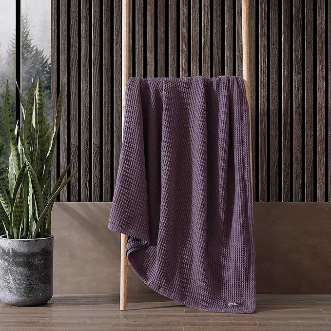 Eddie Bauer - Twin Blanket, Super Soft & Medium Weight, Softens Every Wash (Solid Waffle Purple, Twin)