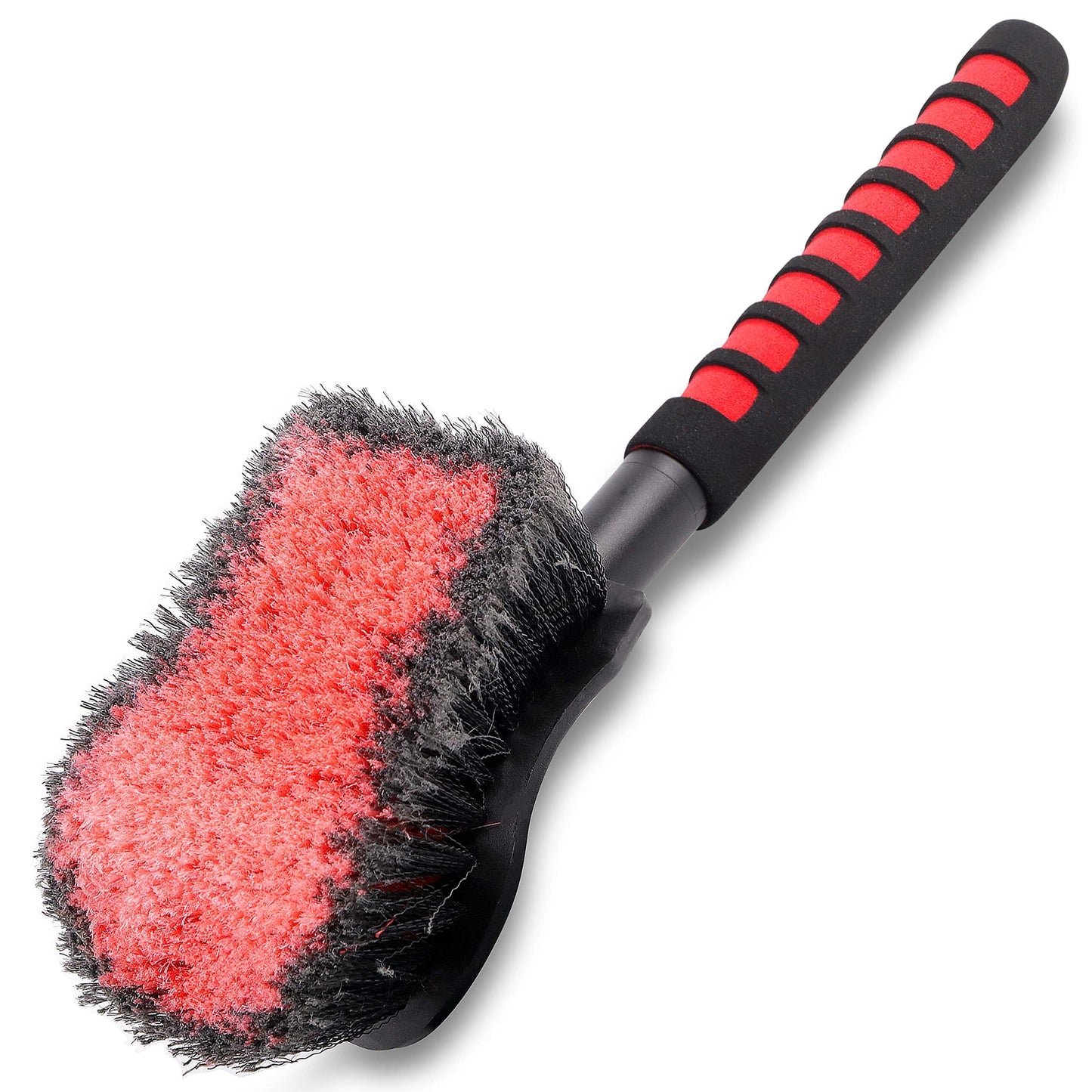 TAKAVU Stiff Bristle Tire Brush & Detail Brush Set - Heavy Duty Car Wash Brush for Tires, Wheel Wells, Floor Mats + Soft Detail Brush for Interior