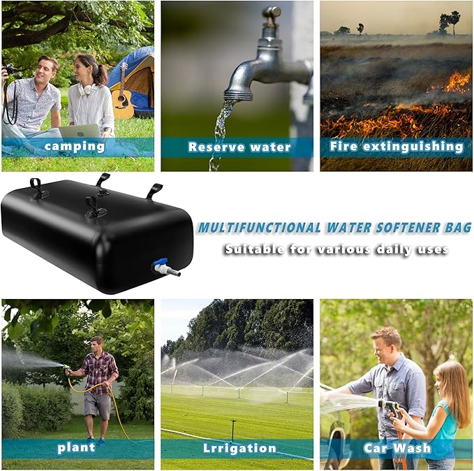 540 L/142 Gal Water Bladder Tank, Foldable Portable Water Storage Container, Emergency Water Bag for RV, Truck Bed, Fire Prevention, Drought Resistance, Black