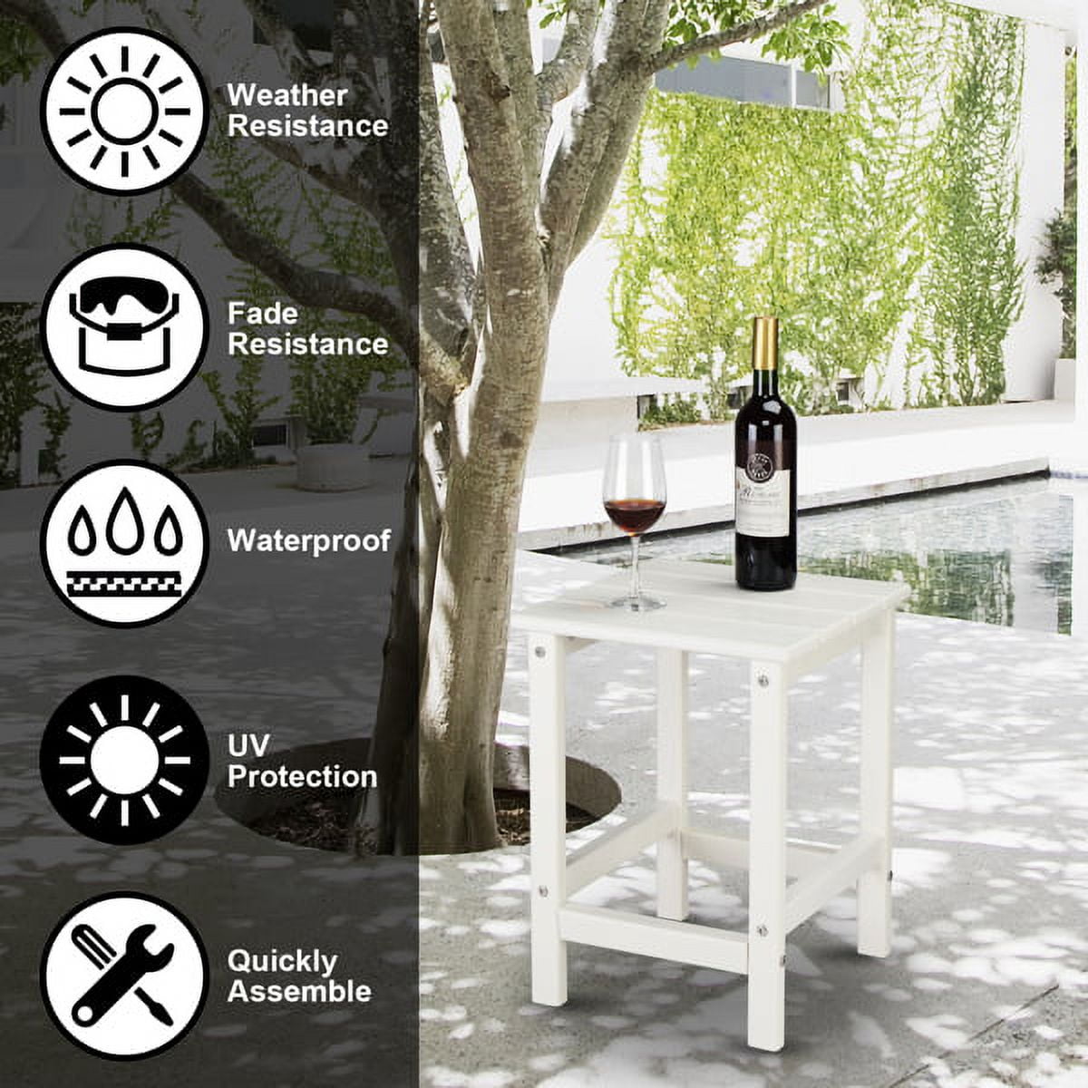 36*36*47cm Single Layer Square HDPE Side Table, Durable, Versatile for Home & Office, White